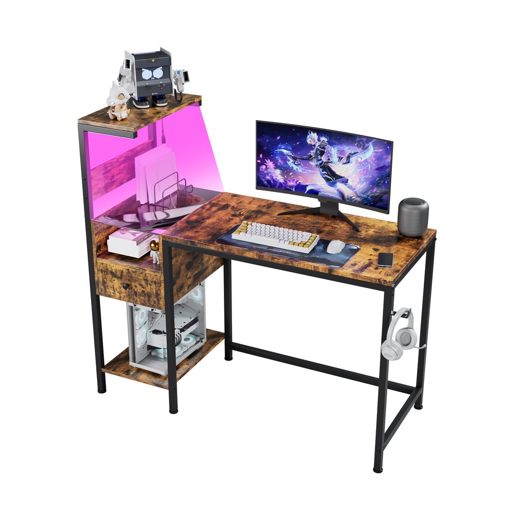 Computer Desk Home Office Desk Writing Table Study Workstation with Shelf