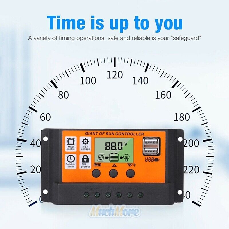 Solar Charge Controller PWM Adjustable Charging Controller 100A Battery