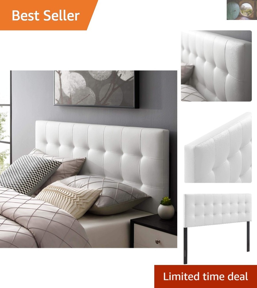 Eco-Friendly Adjustable Full Headboard in  Leather - Chic Tufted Design