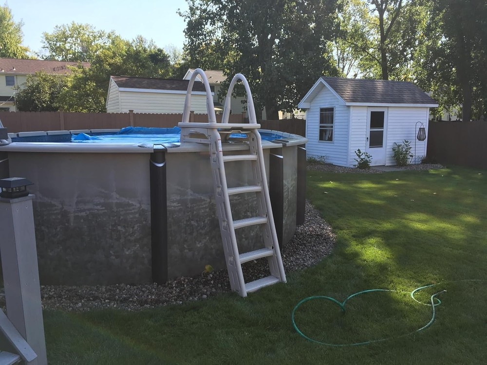 Confer 7200 Adjustable Pool Ladder 48-56 in Foldable Safety Barrier Grey