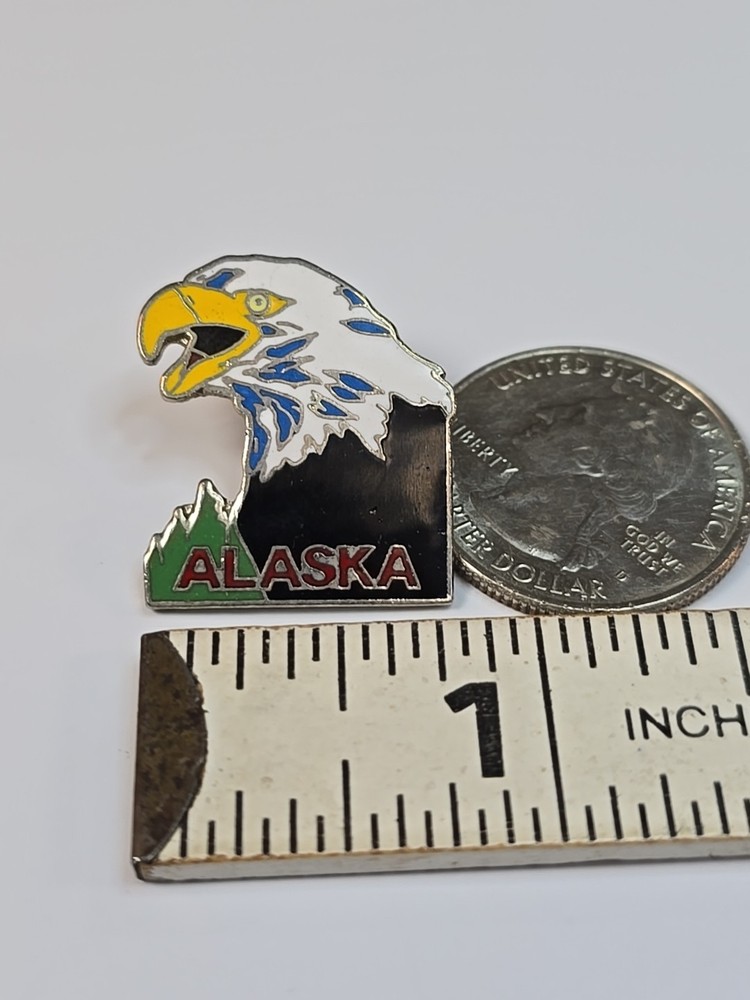 Alaska Eagle & Mountain Lapel Pin Nice Enamel