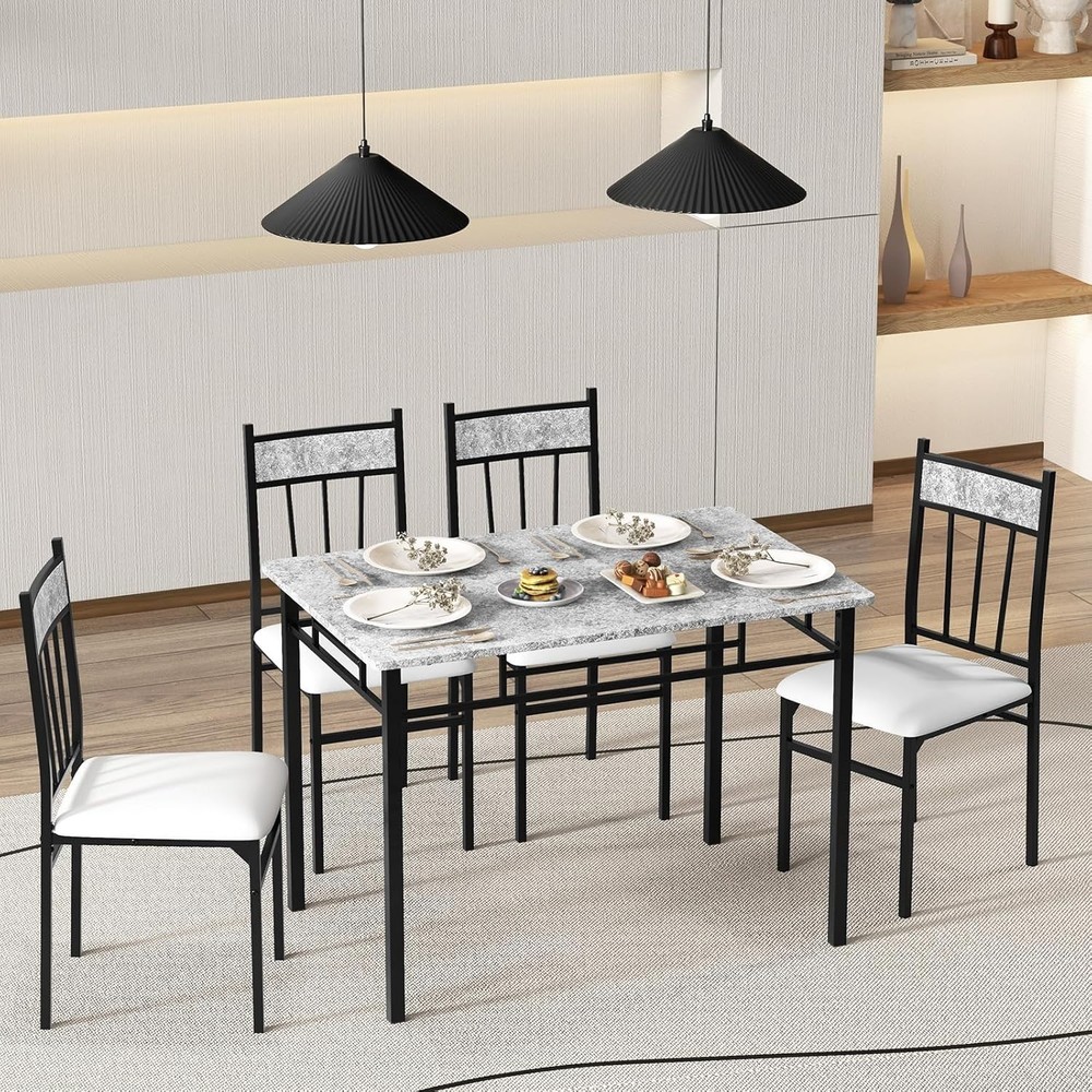 Modern Space-Saving Kitchen Table Set for 4 – Durable Metal Frame Included