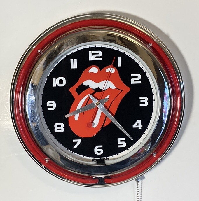 Rolling Stones logo Double Ring Neon Clock