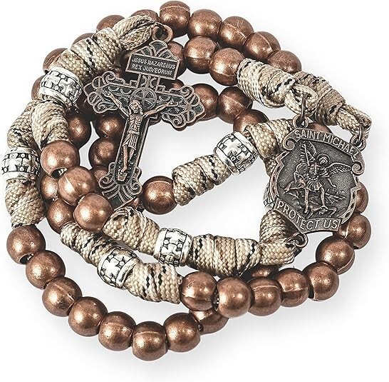 Catholic St. Michael Rosary Necklace 59 Beads Paracord for Travel Unisex