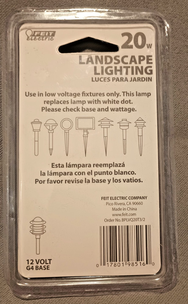 FEIT 20 Watt Landscape Lighting 12 Volt G4 Base 2pc each pack
