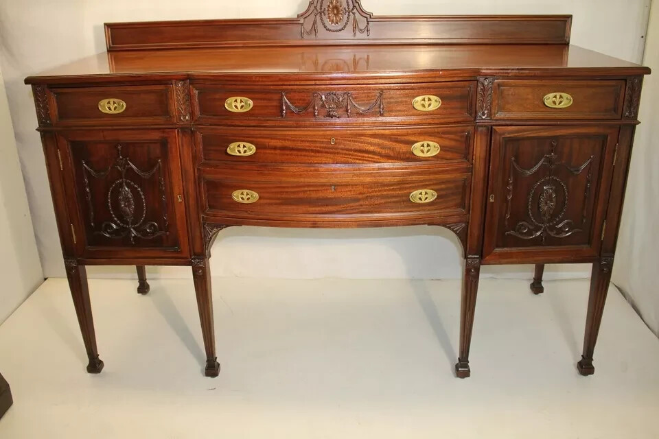 Adams Style Solid Mahogany American Made Carved Sideboard/Server