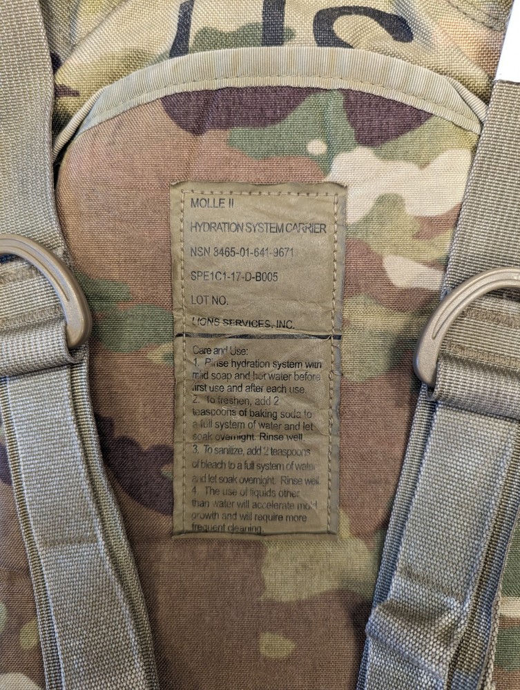 USGI OCP Multicam Molle II 3L/100oz Hydration System Carrier Pack w/ Bladder