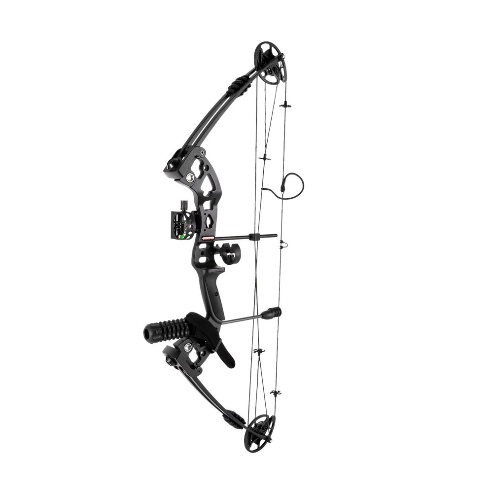 Black Right-Hand Compound Bow Kit for Beginners - Adjustable 30-55 lbs