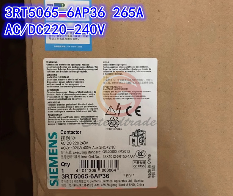 NEW 1PC Siemens Contactor 3RT5065-6AP36