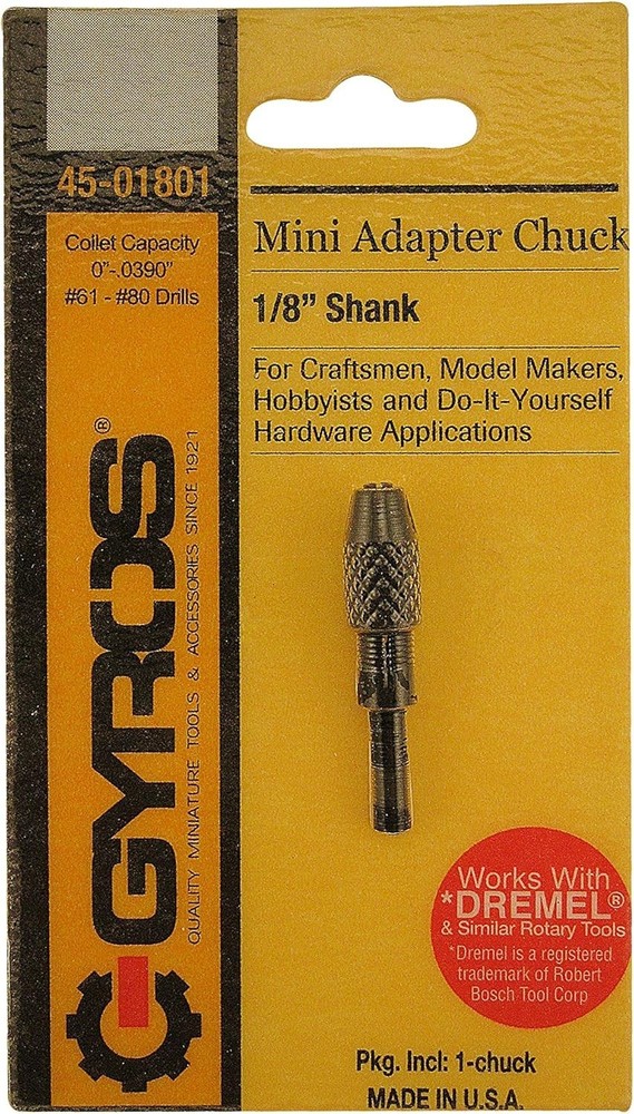 Keyless Mini Drill Chuck ⅛"-3/16" Adapter with 3 Collets for Precision Drilling