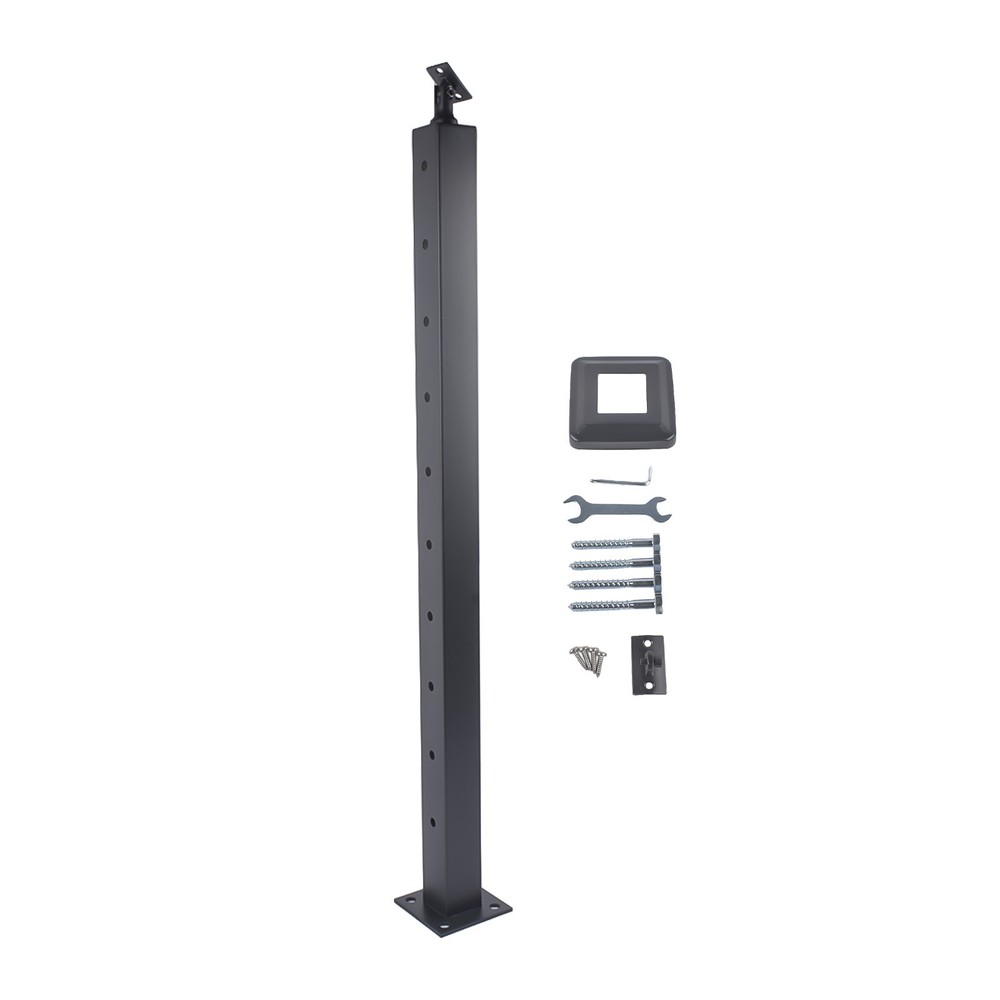 L-Drilled Corner Post 35x2x2" Adjustable Top Cable Railing Post Stainless Steel
