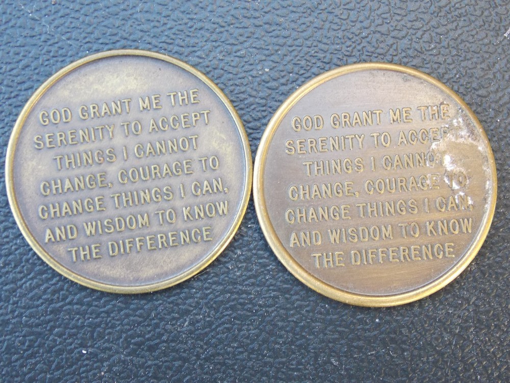 Alcoholics Anonymous Two (2) 6 Months Recovery Medallion w/ legacy differences