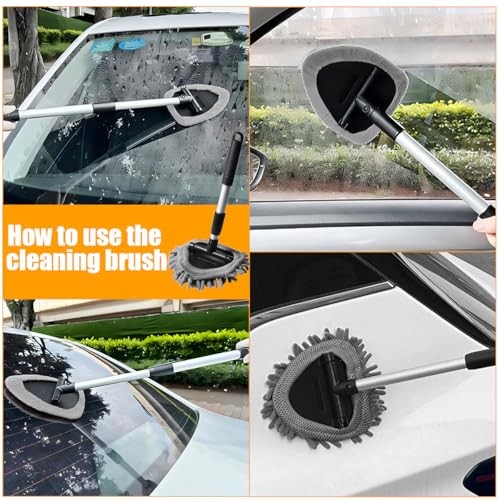 Car Windshield Cleaner Tool, Extendable Handle Vehicle Window Cleaner Triangle