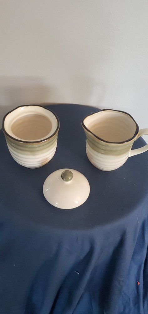 Sango Chromatic Black Creamer And Sugar