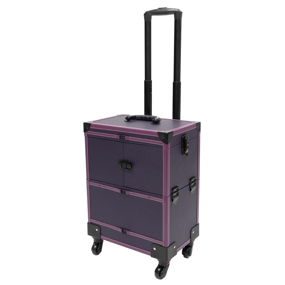 Modern Rolling Makeup Train Case Trolley Cosmetic Organizer Box with Mirror