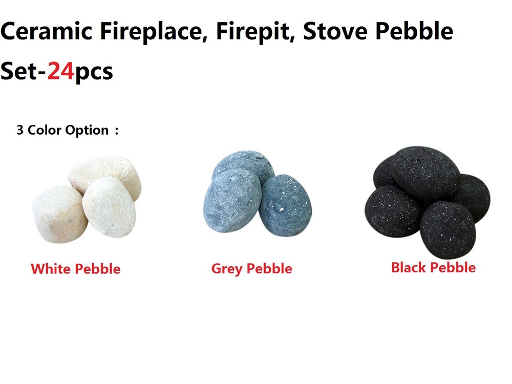 24 Pcs stone-like decorative Ceramic pebble Set for fireplace stove gas firepit