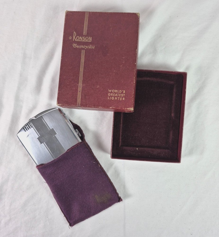 Ronson Twentycase Lighter and Cigarette Case Combo In Orignal Box