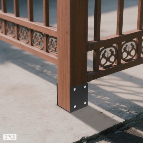 2-Pack U-Shaped Post Base for 7x7 Wood Posts, Heavy Duty Steel Fence/Deck Holder