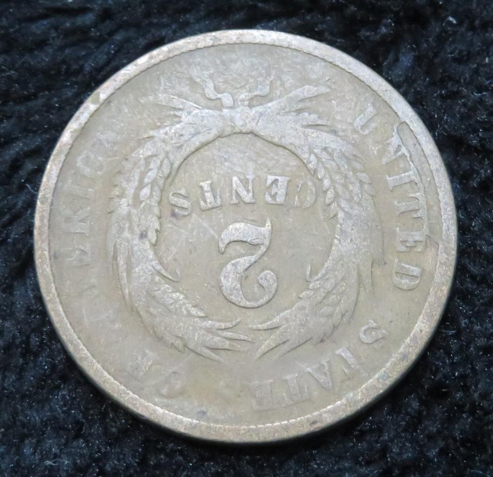 1864 Two Cent Piece * Rotated Die * Neat * 5703