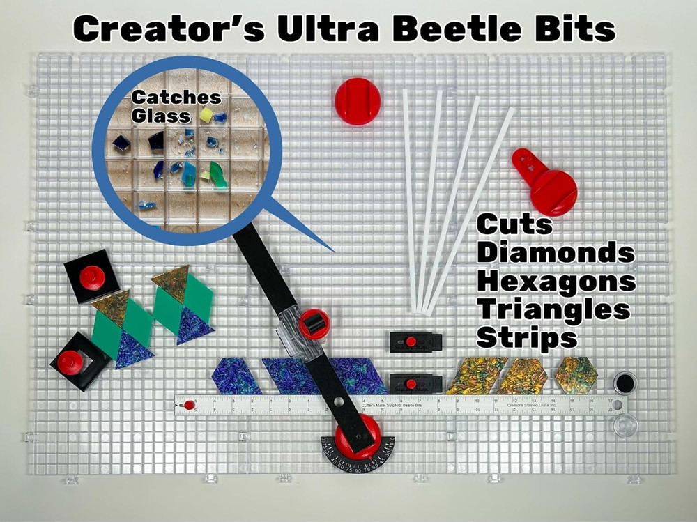 Ultra Beetle Bits Everything Glass Cutting System - Complete with 6-Pack Waffle