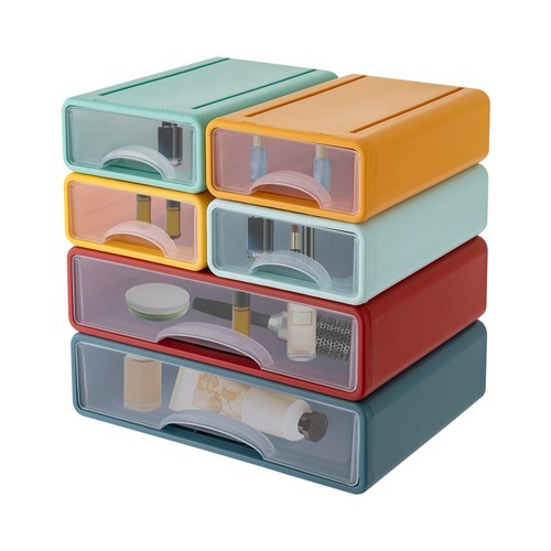 Stackable Office Storage Box W/ 6 Drawers Plastic Desktop Drawers Organizer