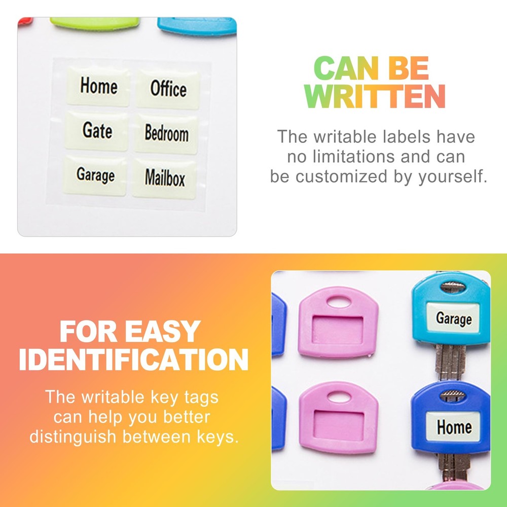 24-Pack Key Label Tags – Vibrant Plastic Key Tags with Writable Labels & Ring...