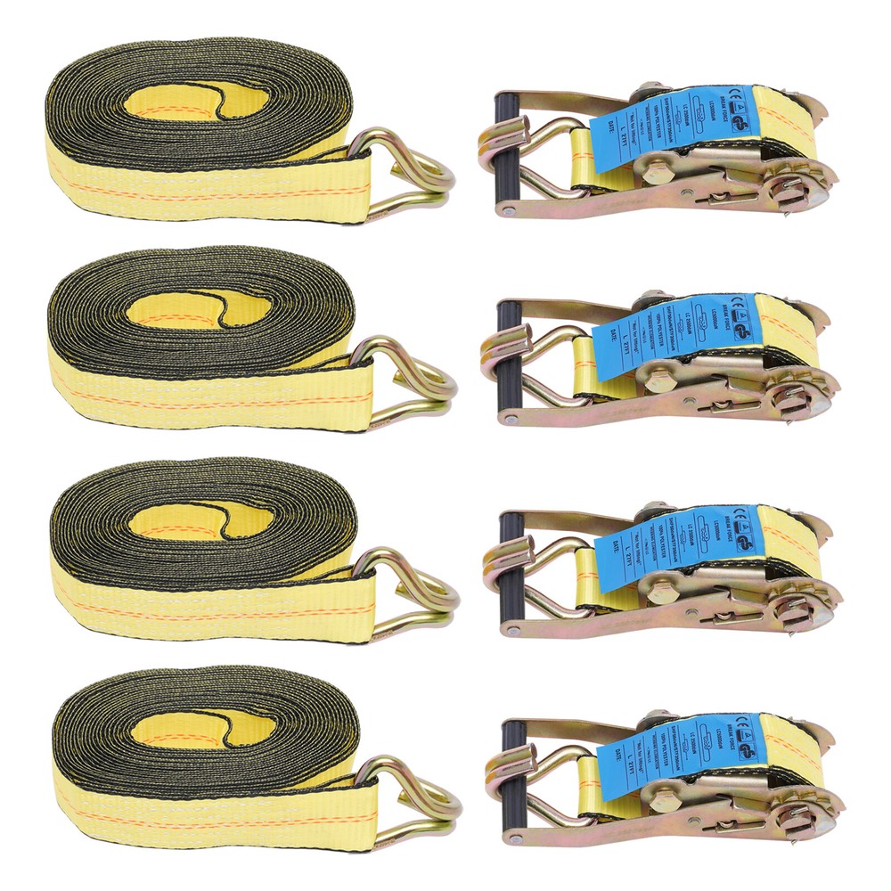 4Pcs Ratchet Tie Down Strap Heavy Duty Ratchet Strap With Double J Hook 5500lbs