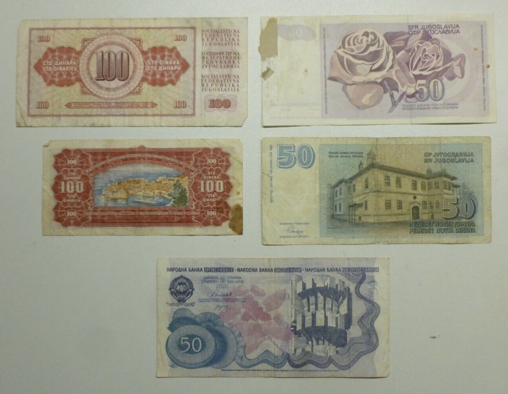 Yugoslavia huge collection 54 different old Banknotes 1955-1996 Circulated