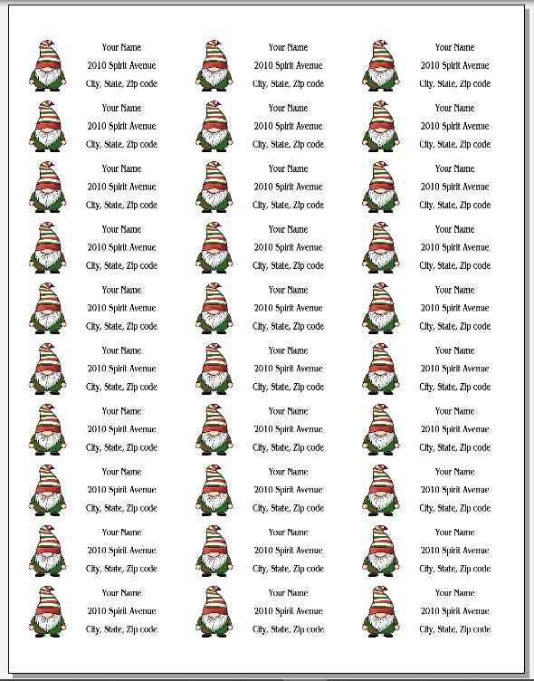 150 Christmas Cute Gnome Elf Mailing Return Address Labels Personalized