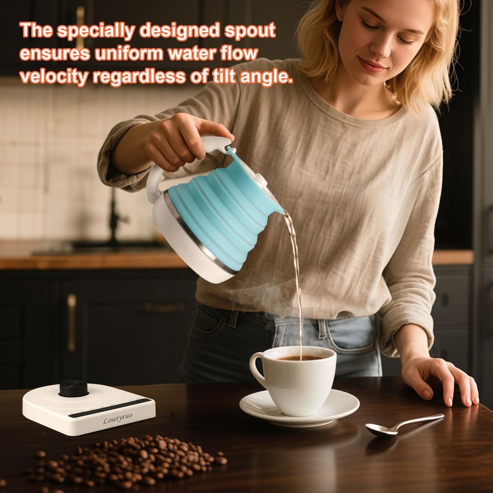 Ultrathin Food Grade Silicone Travel Foldable Electric Kettle Variable Temper...