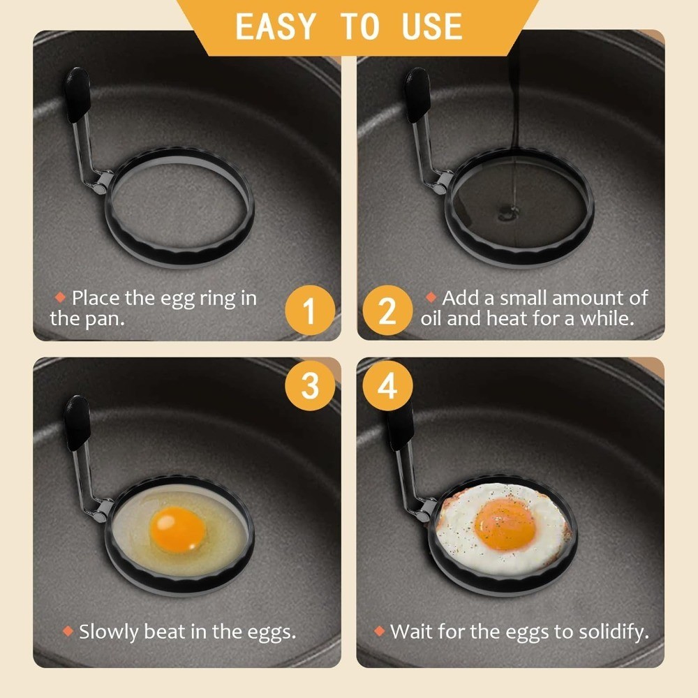 Silicone Egg Rings 2 Pack Leak Proof Egg Mold for Breakfast Sandwich Pancake Non