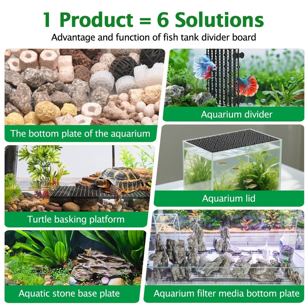 12pcs Aquarium Fish Tank Divider Filter Bottom with Bracket Plastic Egg Crate...