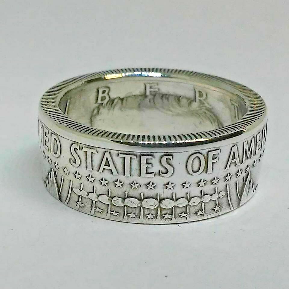US PRIDE Coin ring handmade  from 1964 silver  JFK  HALF DOLLAR sizes  7-15