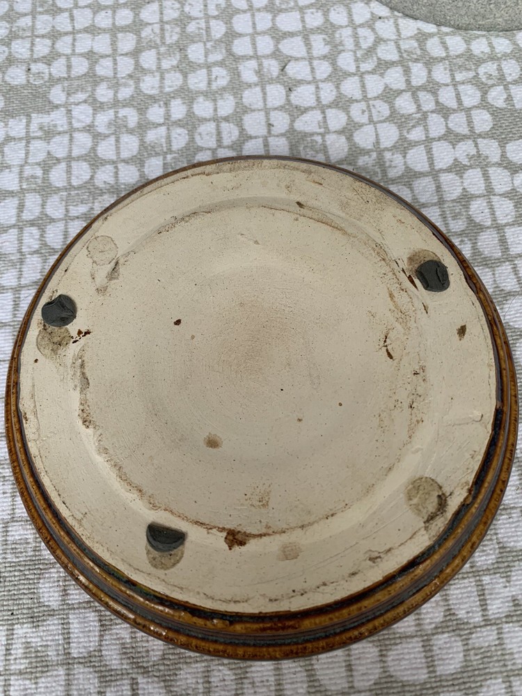 Art Pottery Domed Illuminary Candle Two Piece Forest Cutout Unsigned