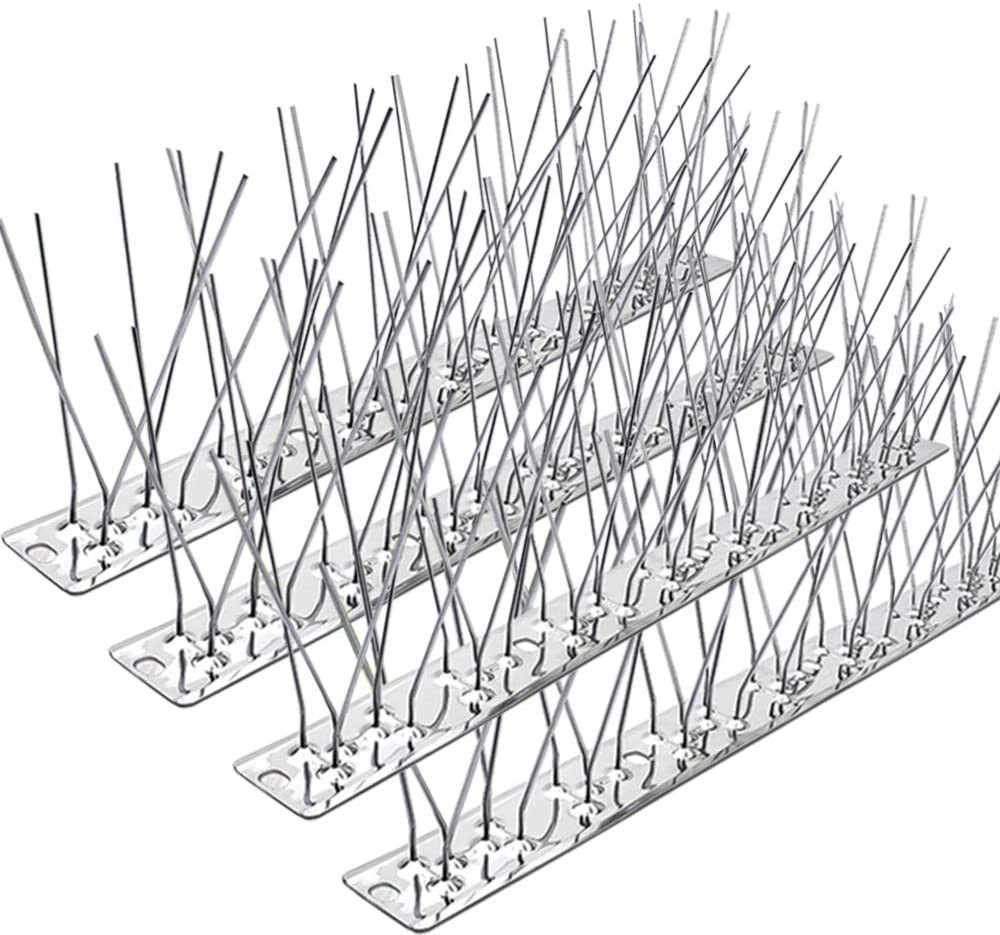 Stainless Steel Bird Spikes 5 Strips 4.1 ft Fence and Surface Coverage