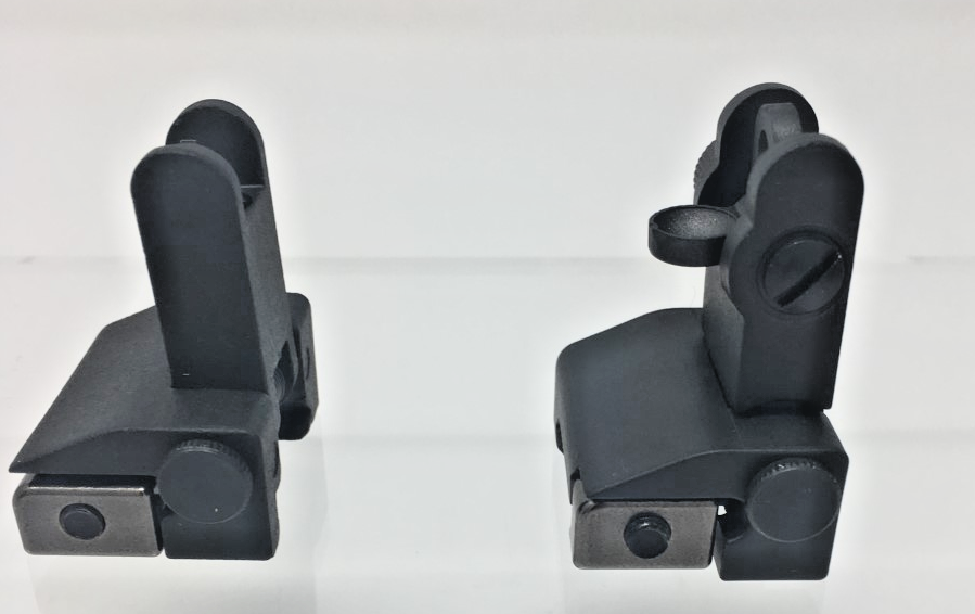 Polymer Flip Up Sights, High Strength, BUIS, Spring Loaded, Adjustable, Black