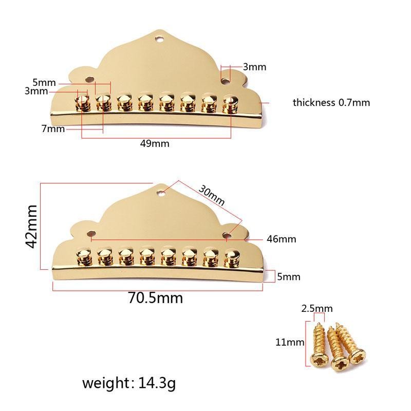 Gold 8-String Mandolin Tailpiece With Screws Mandolin Part