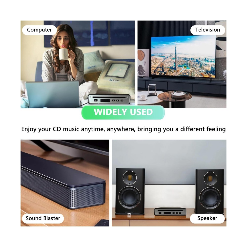 External Portable Car USB or Bluetooth Connected Hi-Fi CD Player, Plug and Pl...