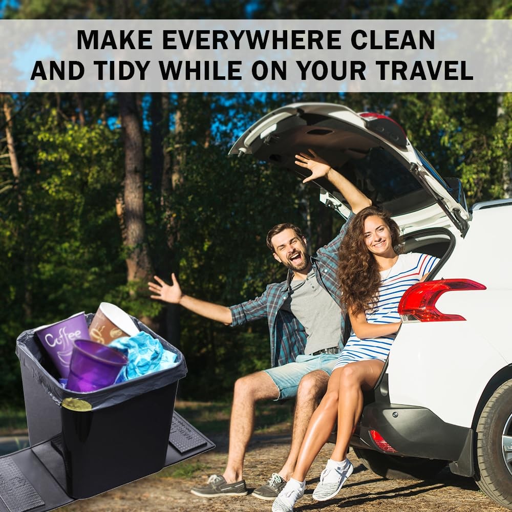 Car Trash Can for Vehicles Leakproof Compact Garbage Bin w/Stability Flap, An...