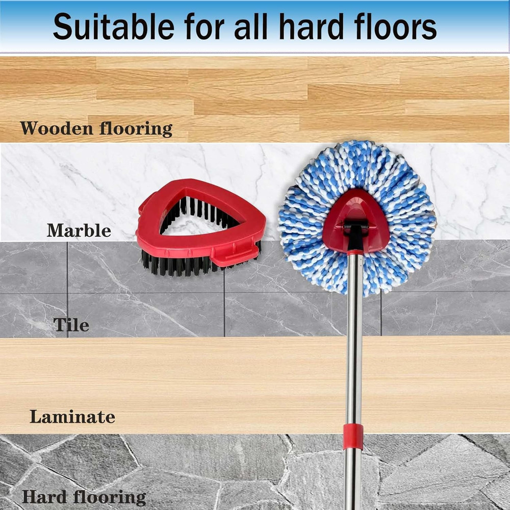 Spin Mop Replacement Heads Microfiber Set for 2 Tank System with Handle Brush