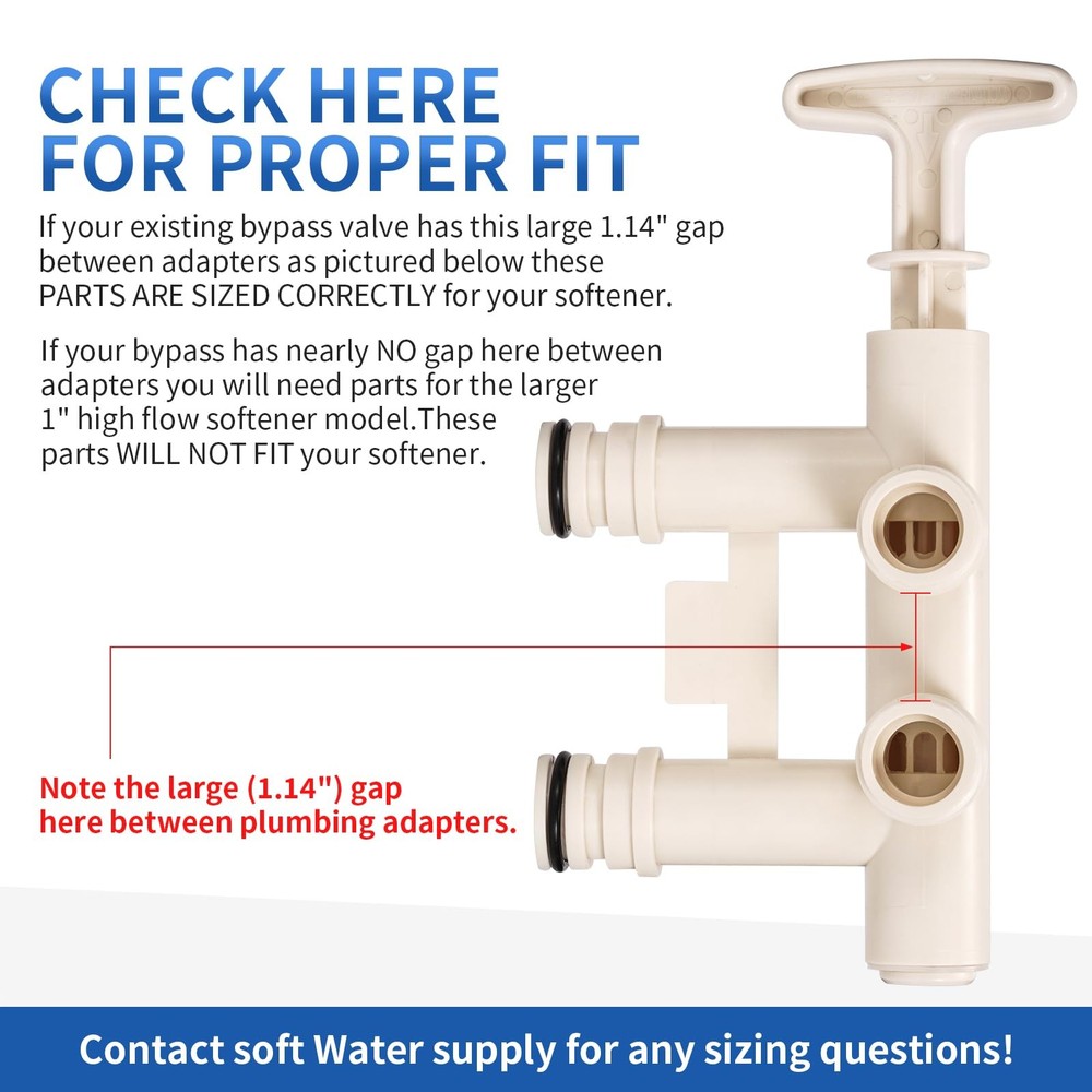 7129871 Water Softener Bypass Valve with Threaded, Water Softener Parts, Repl...