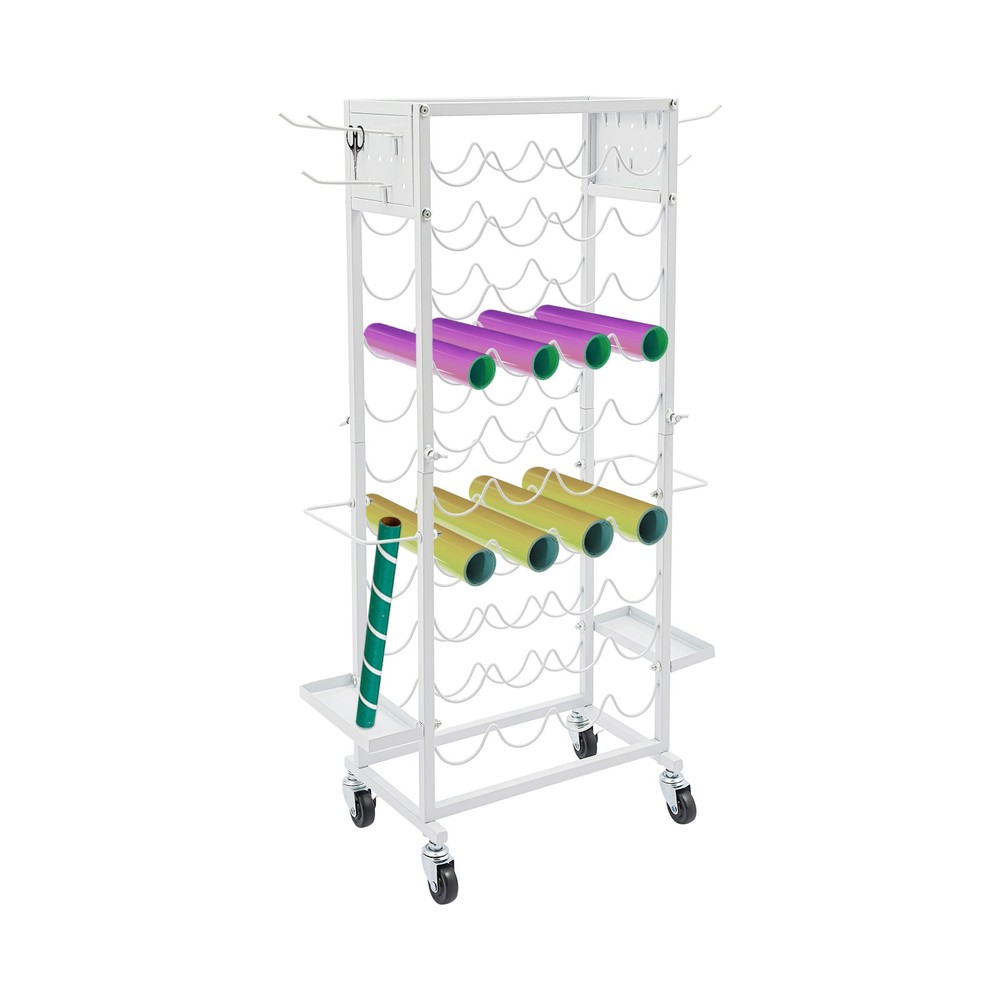 Mobile Vinyl Roll Holder Cart 40Compartments Vinyl Storage Organizer with 6Hooks