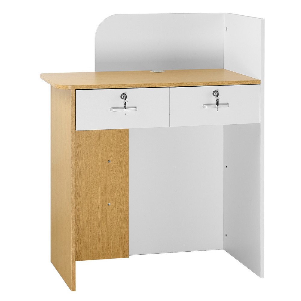 Uimoso Reception Desk 31.5-Inch Front Counter Table with LED Lighting & Drawer