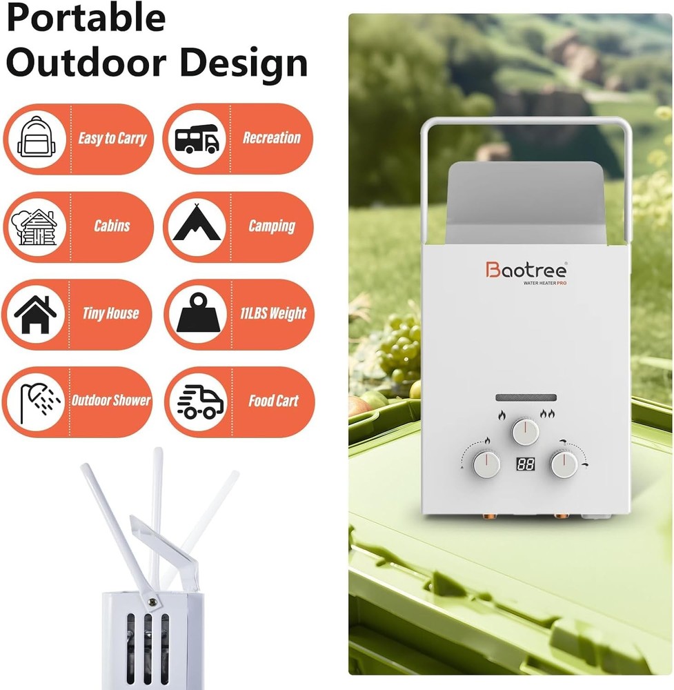 18L 4.76GPM RV Tankless Propane Gas Hot Water Heater with Display Instant Boiler