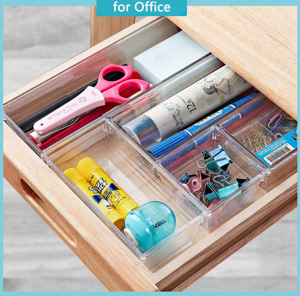 12 Pack Clear Drawer Organizer, 4 Sizes Makeup organizer, Vanity Organizer fo...