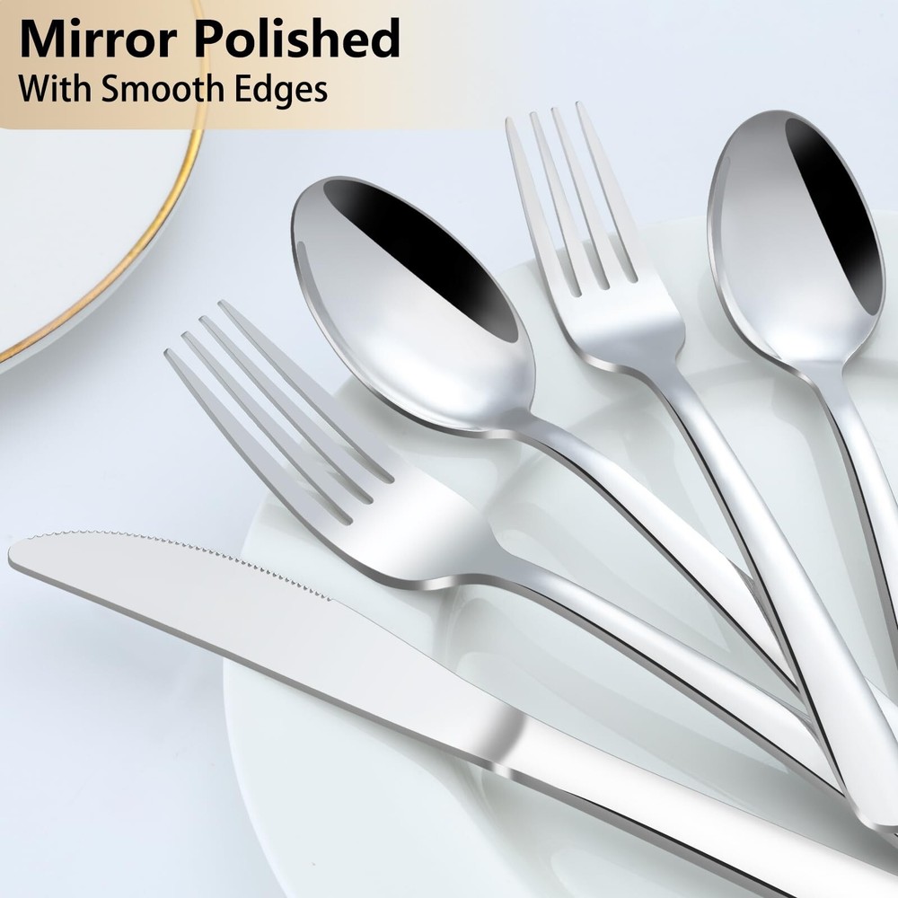 Pleafind 40-Pcs Silverware Set for 8, Premium Stainless Steel Flatware Set, I...