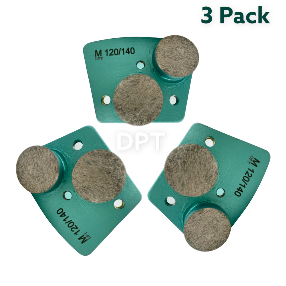 3 Pack Trapezoidal Grinder Tooling Medium Bond for Bolt on Grinder 120/140 Grit