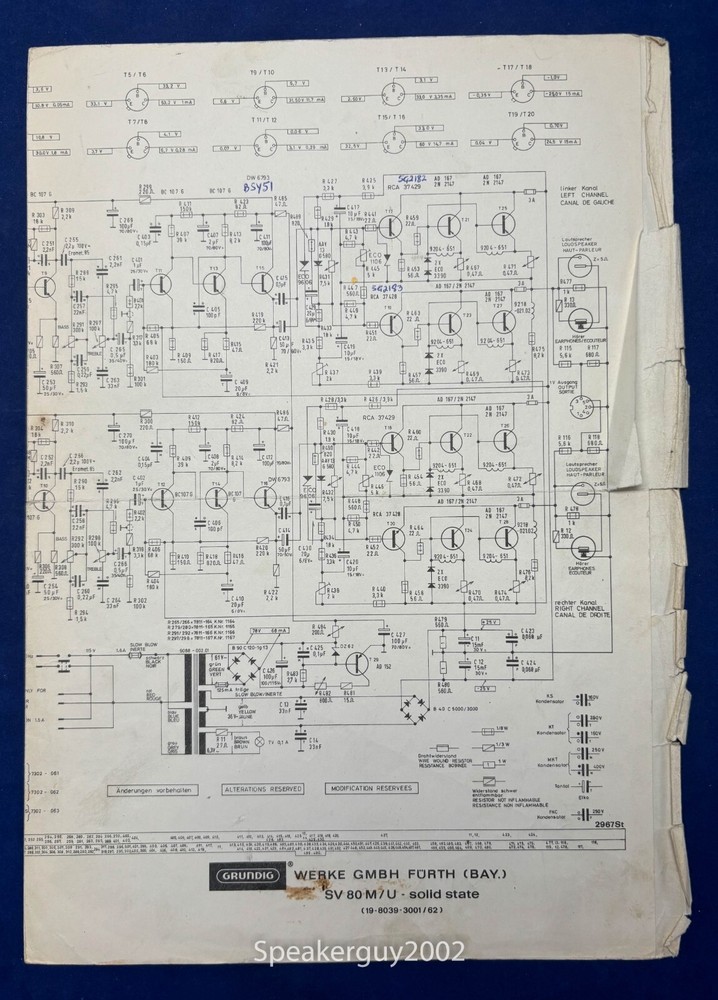 Original Grundig Schematic - SV 80 M/U -- #2