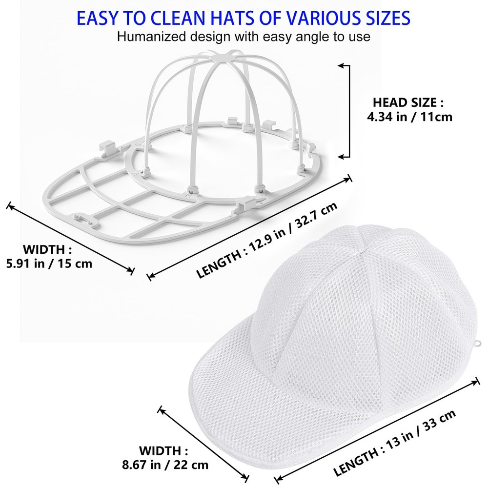 2-Pack Hat Washer Cage for Baseball Caps Compatible with Washer & Dishwasher