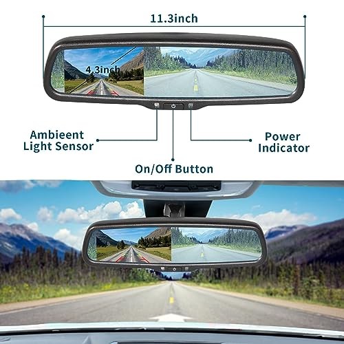 Car Auto Dimming Interior Rear View Mirror and 4.3" LCD Screen Auto Adjusting